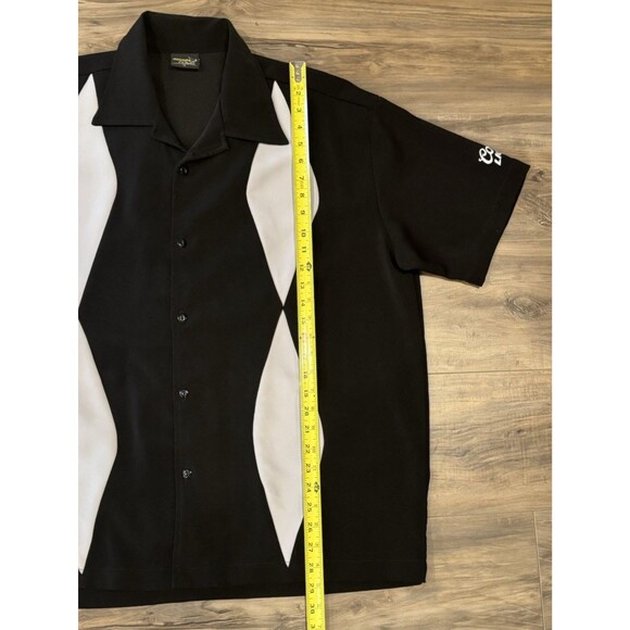 Steady Classics Men's Bowling Shirt Retro White Diamond Print Casual Lounge XL - Picture 3 of 7